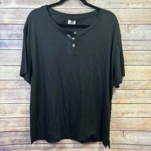 Lunya Cool Pima Stripe T-Shirt Black Short Sleeve Size Small